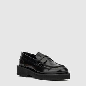 $440 AQUATALIA MARICE LOAFER SHOES SMOOTH LEATHER PLATFORM BLACK 7 (DB25)